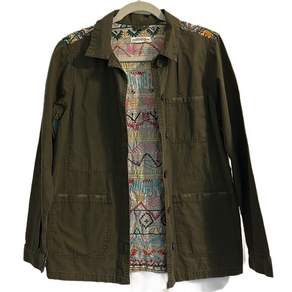 Zara Cargo Jacket Embroidered Back Size Small - Picture 5 of 8